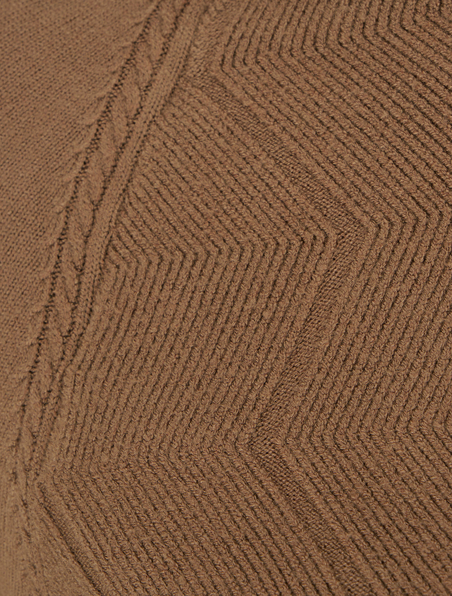 Pull à capuche en maille zig-zag - Camel - 3