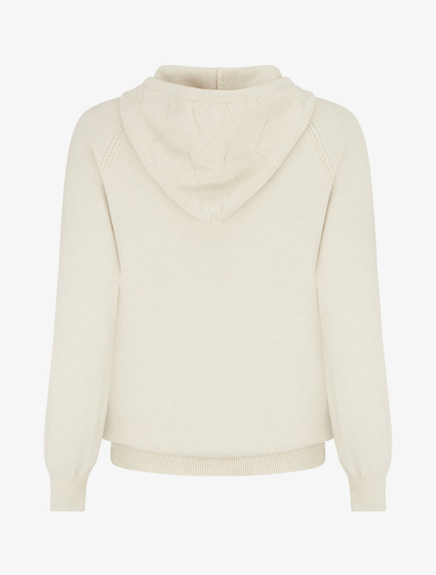 Pull à capuche en maille zig-zag - Écru - 2