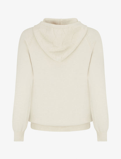 Pull à capuche en maille zig-zag - Écru - 2