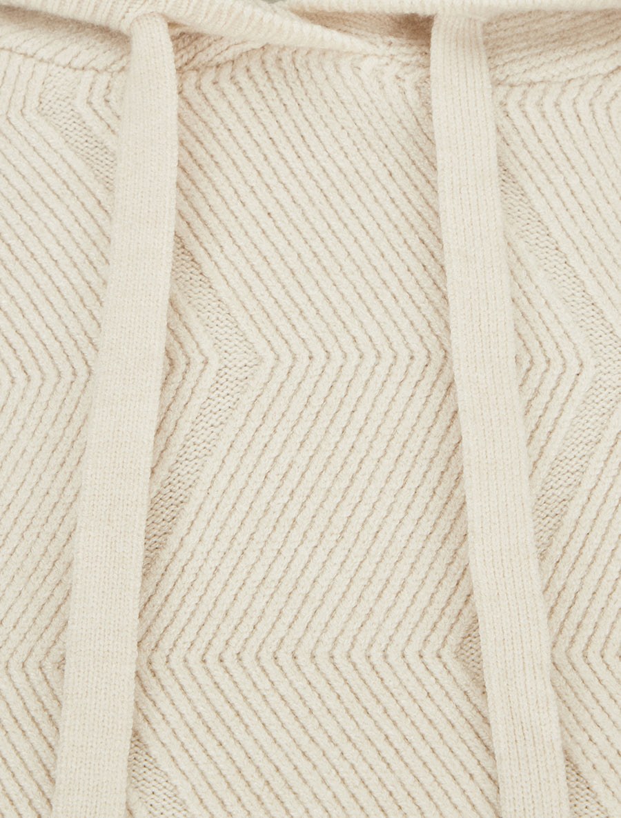 Pull à capuche en maille zig-zag - Écru - 3