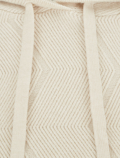 Pull à capuche en maille zig-zag - Écru - 3