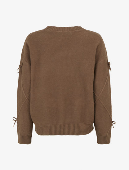 Pull uni à nœuds décoratifs - Marron - 2