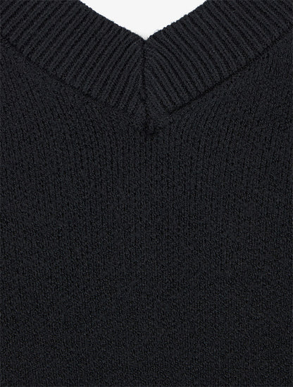 Pull uni à boutons décoratifs - Noir - 3