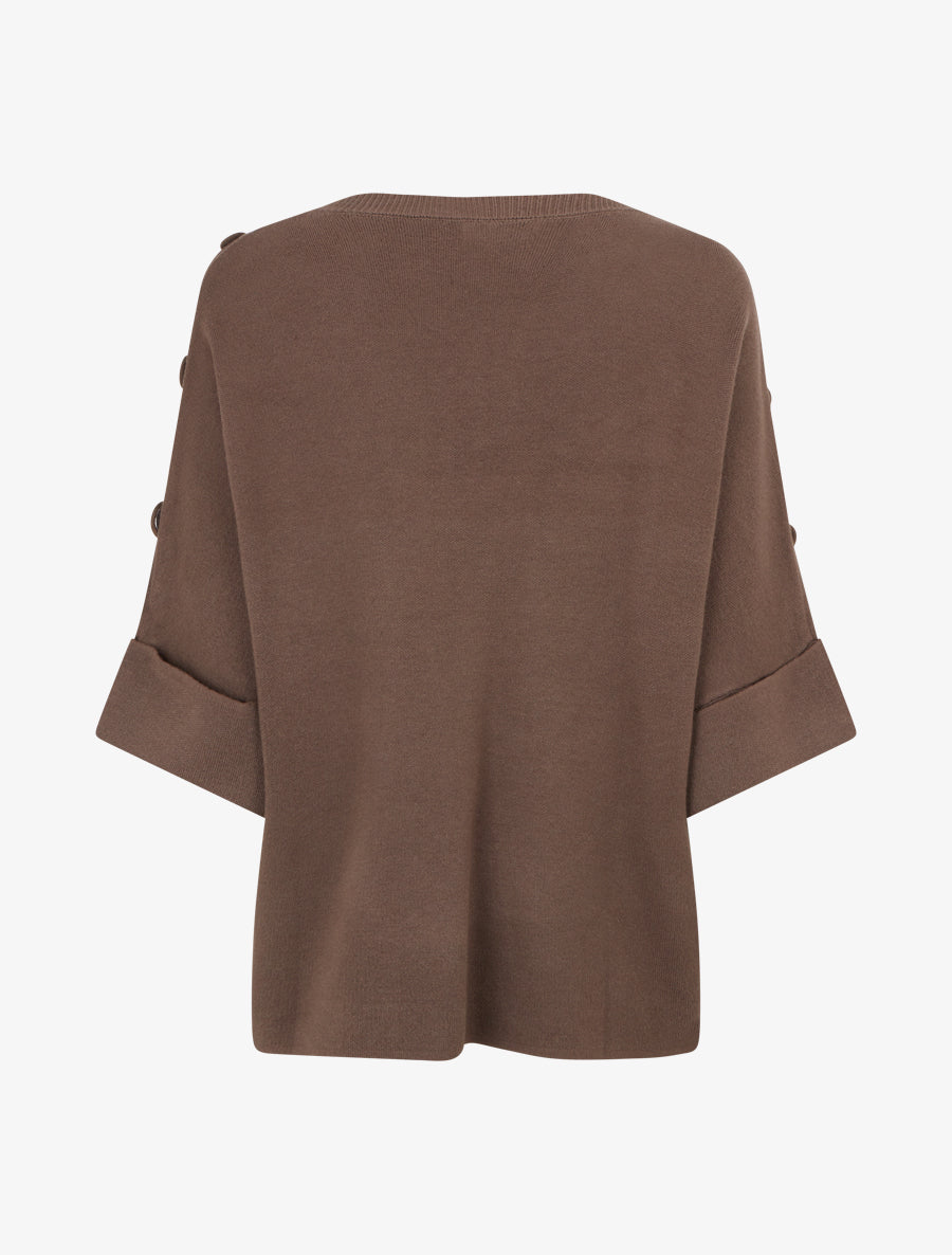 Pull uni à boutons décoratifs - Marron - 2