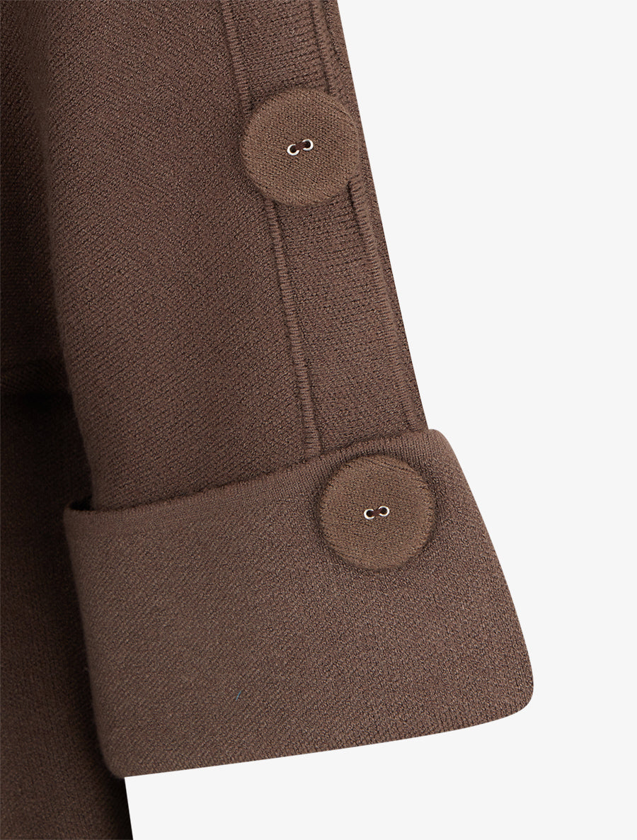 Pull uni à boutons décoratifs - Marron - 3