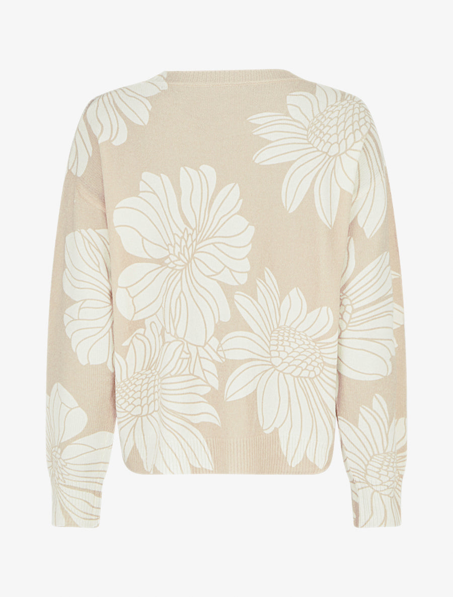 Pull à imprimé floral - Taupe - 2