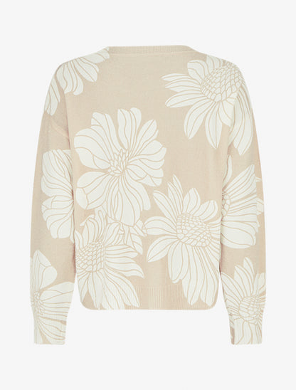 Pull à imprimé floral - Taupe - 2