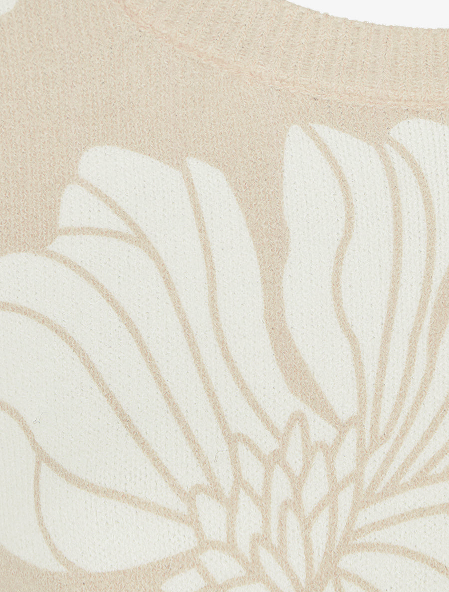 Pull à imprimé floral - Taupe - 3