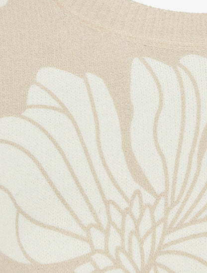 Pull à imprimé floral - Taupe - 3