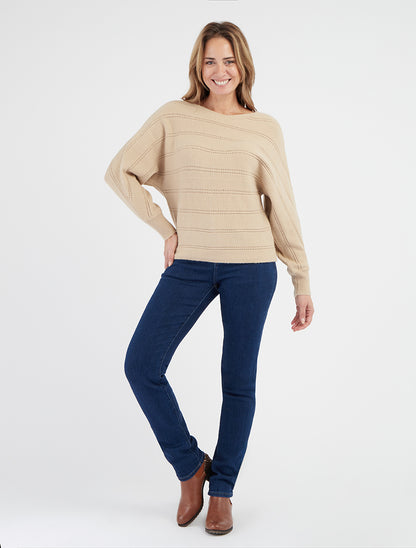 Pull uni à col rond - Camel