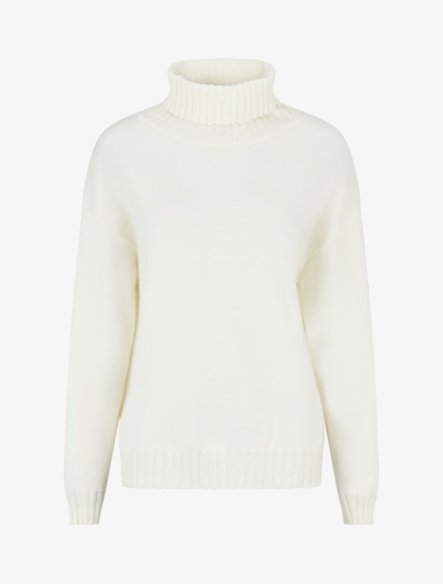 Pull droit uni à col roulé - Blanc - 1