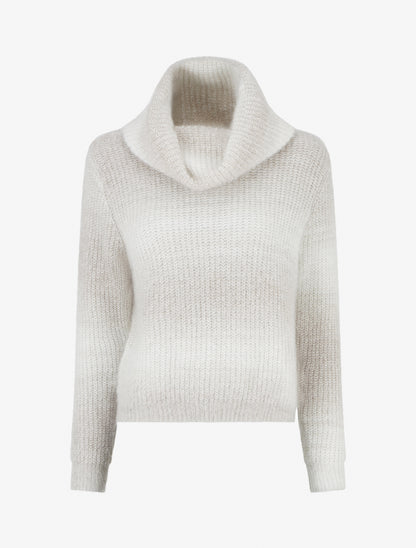 Pull droit effet duveteux à col roulé - Gris clair - 1