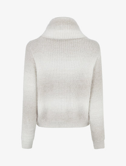 Pull droit effet duveteux à col roulé - Gris clair - 2