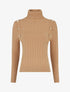 Pull fin à roulé et boutons décoratifs - Camel - 1