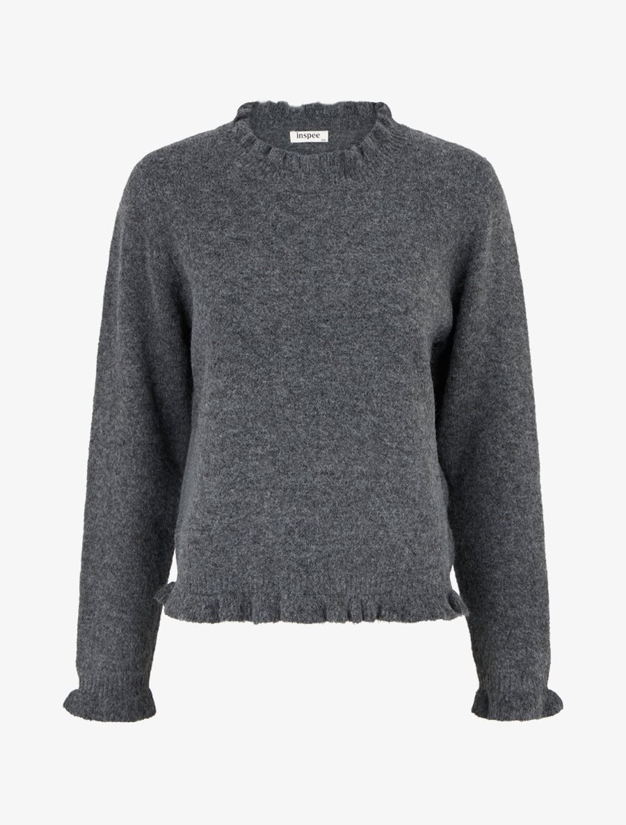 Pull duveteux à bords vagues - Gris - 1