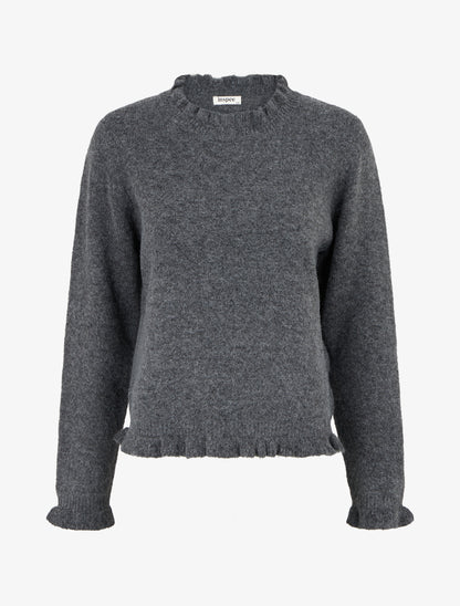 Pull duveteux à bords vagues - Gris - 1