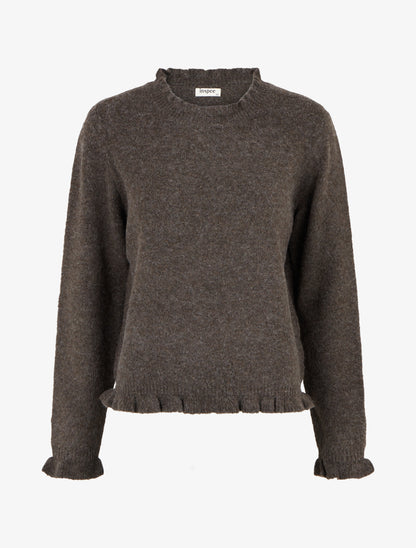 Pull duveteux à bords vagues - Marron - 1