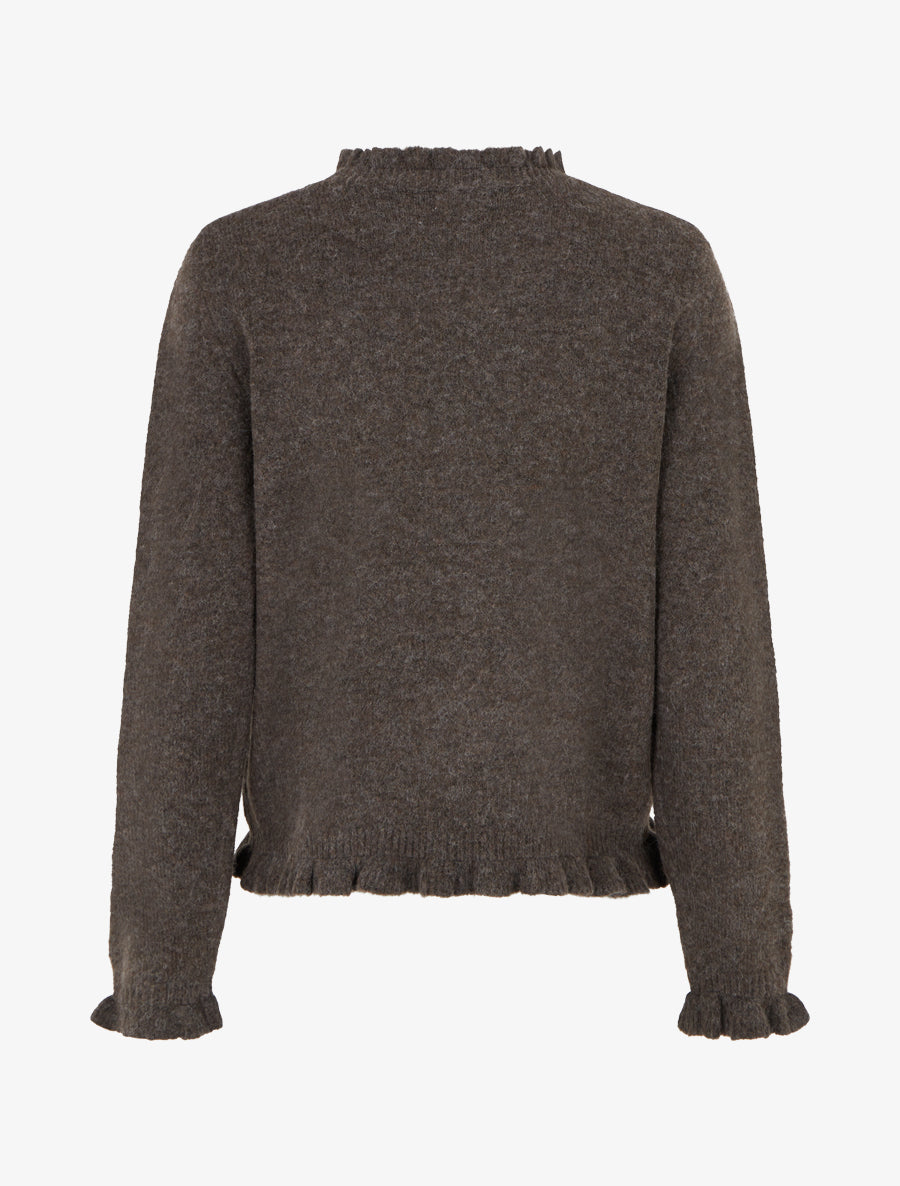 Pull duveteux à bords vagues - Marron - 2