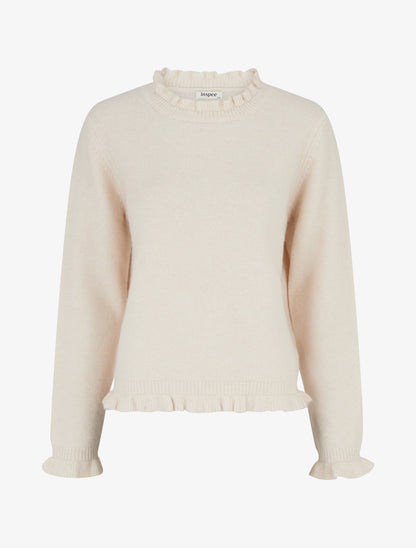 Pull duveteux à bords vagues - Écru - 1
