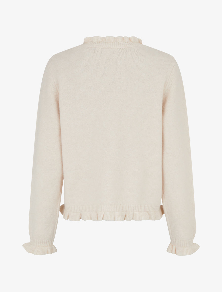 Pull duveteux à bords vagues - Écru - 2