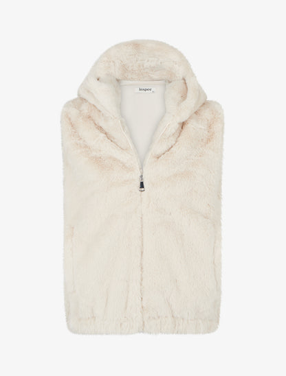 Veste sans manches en fausse fourrure - Écru - 1