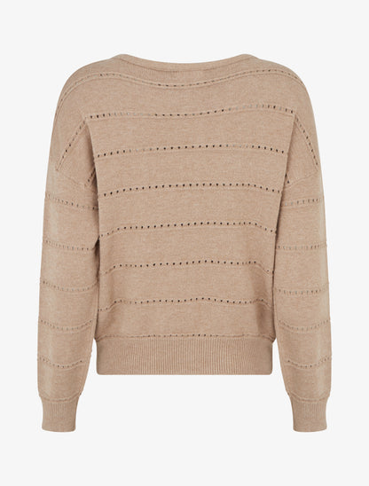 Pull uni ajouré - Taupe - 2