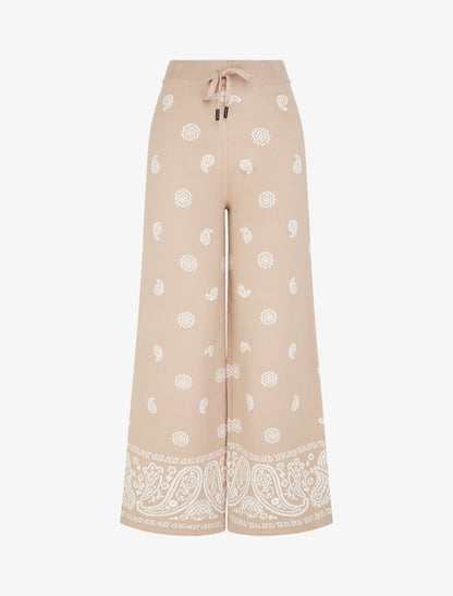 Pantalon en maille à imprimé ikat - Beige - 1