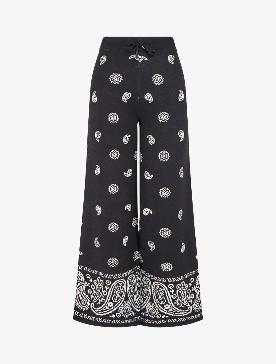 Pantalon en maille à imprimé ikat - Noir - 1