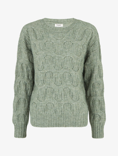 Pull droit en maille fantaisie - Vert olive - 1