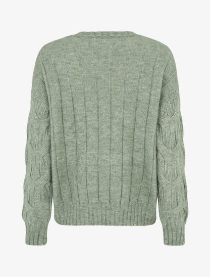 Pull droit en maille fantaisie - Vert olive - 2