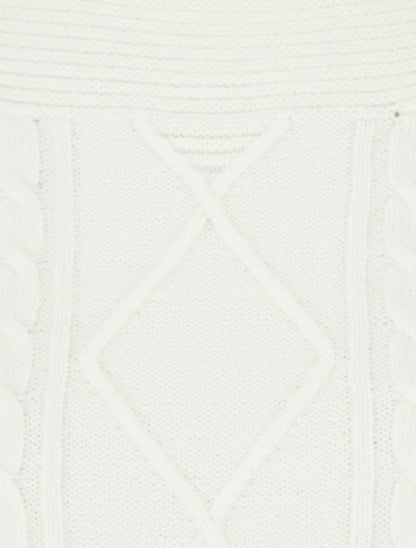 Pull droit à col bateau en maille fantaisie - Blanc - 3