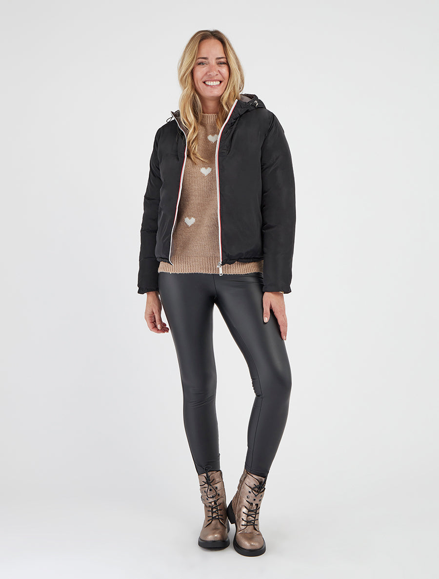 Doudoune matelassée reversible à capuche - Noir