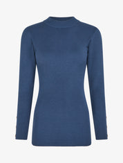 Pull côtelé à col montant - Marine - 1