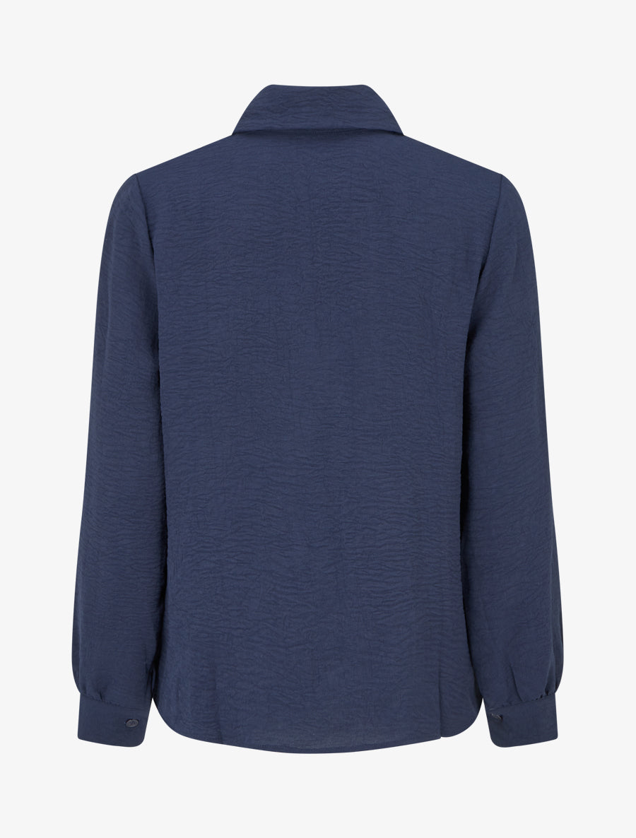 Chemisier unie à broderies - Marine - 2