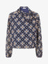 Blouse imprimé rétro à nouer - Marine - 1