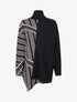 Poncho imprimé graphique à col mantant - Noir - 1