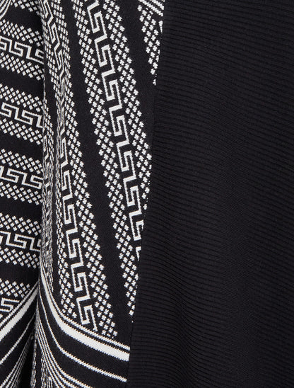 Poncho imprimé graphique à col mantant - Noir - 3