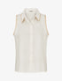 Chemisier uni sans manches boutonné - Crème - 1