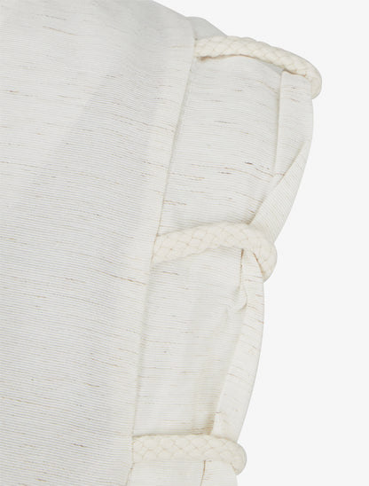 Top uni à détail effet cordes et broderies ajourés - Crème - 3