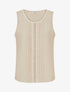 Top sans manches à col rond et broderie - Beige - 1