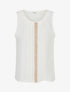 Top sans manches à col rond et broderie - Écru - 1
