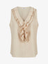 Top sans manches à col V volanté - Beige - 1