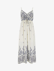 Robe longue imprimé arabesque fleuri - Blanc - 1