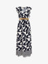 Robe longue imprimé grandes fleurs à col cache-coeur - Marine - 1