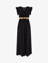 Robe longue unie à col cache-coeur - Noir - 1