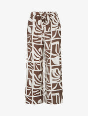 Pantalon élastiqué coupe droite imprimé graphique - Marron - 1