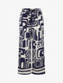 Pantalon élastiqué coupe droite imprimé fantaisie - Marine - 1