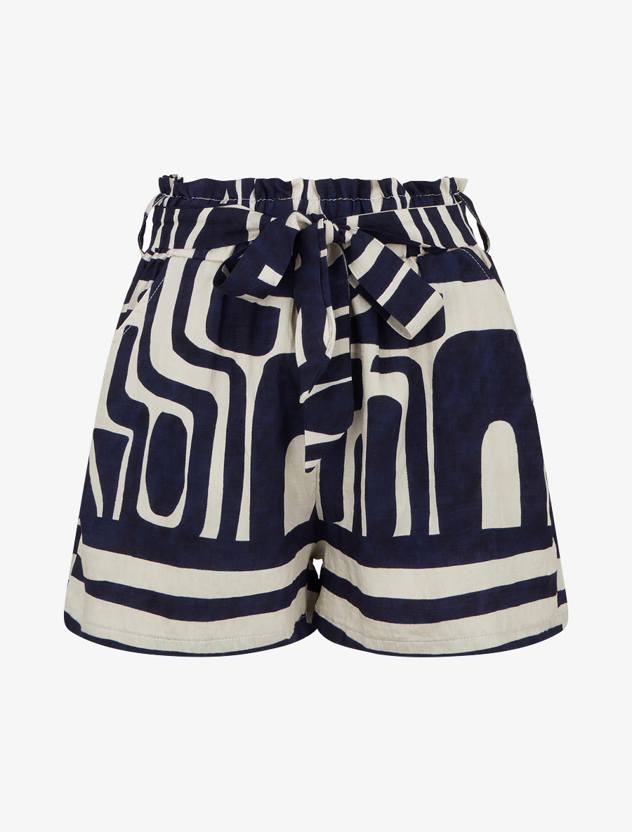 Short fluide taille haute à nouer - Marine