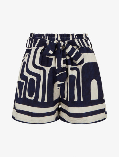 Short fluide taille haute à nouer - Marine