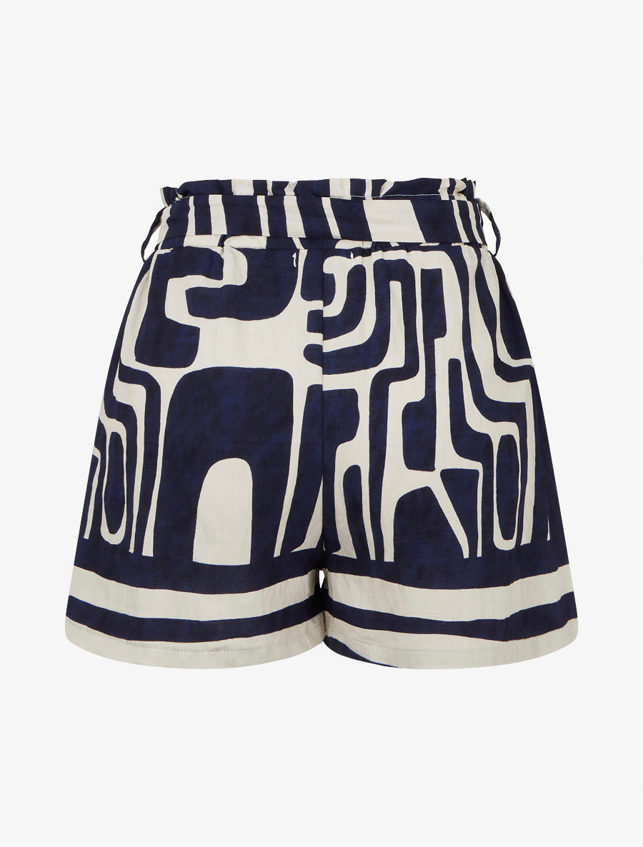 Short fluide taille haute à nouer - Marine